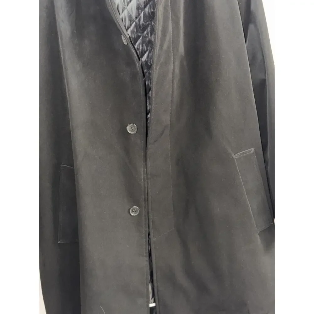 Joseph Abboud Black Quilted Lined Trench Car Coat Size 46R